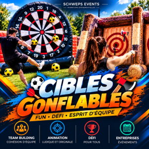 Animation de cibles gonflables avec Dart Foot et lancer de hache