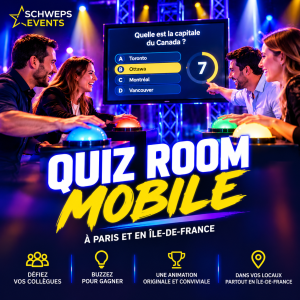 Collaborateurs participant à un Quiz Room lors d'un team building